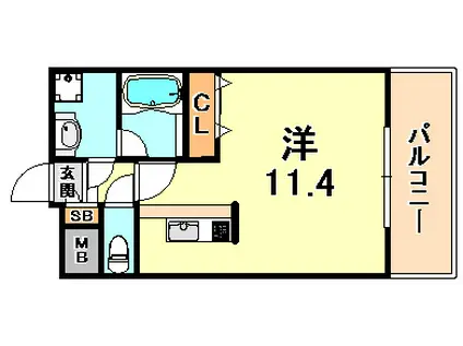 パレス東洋神戸6号館(ワンルーム/4階)の間取り写真
