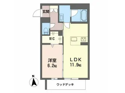 ル シマン(1LDK/1階)の間取り写真