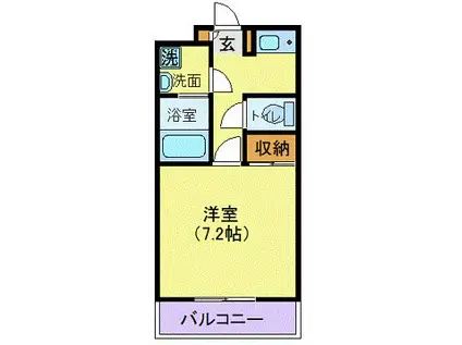 スクエアハウスQ(1K/2階)の間取り写真