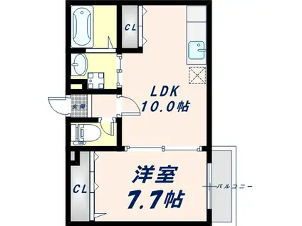 エム・ステージ矢田IIA(1LDK/1階)の間取り写真
