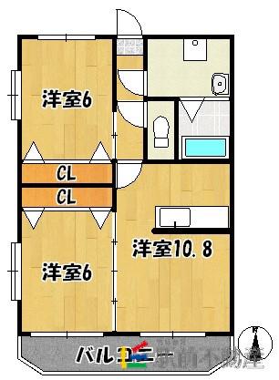 ユーミースマイルI(2LDK/3階)の間取り写真