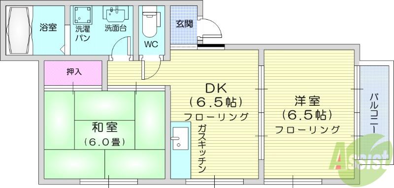 ブリシャントヒルズ(2DK/2階)の間取り写真