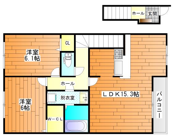 BELLE DEMEURE (2LDK/2階)の間取り写真