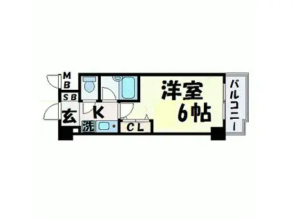 エスリード三宮フラワーロード(1K/6階)の間取り写真