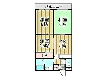 東栄マンション(3DK/4階)の間取り写真