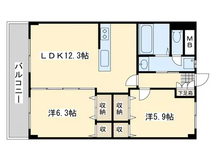 エクセレント本城(2LDK/3階)の間取り写真