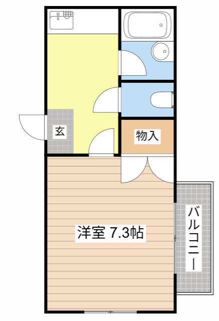 佃コーポII(1K/2階)の間取り写真