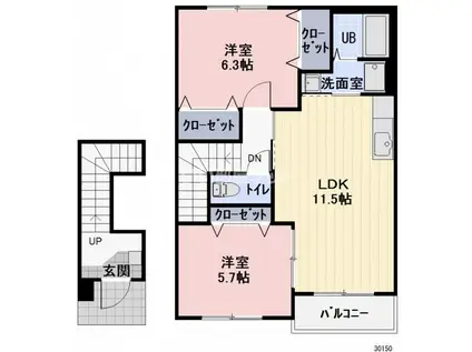 マウルール(2LDK/2階)の間取り写真