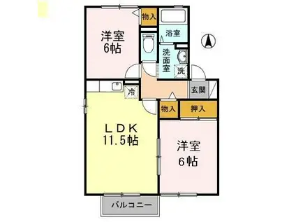 ブロッサムB(2LDK/1階)の間取り写真