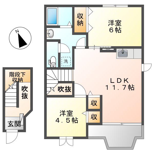 ウィスタリア(2LDK/2階)の間取り写真