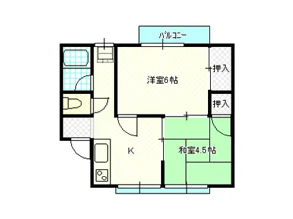 グリーンハイツ(2K/1階)の間取り写真