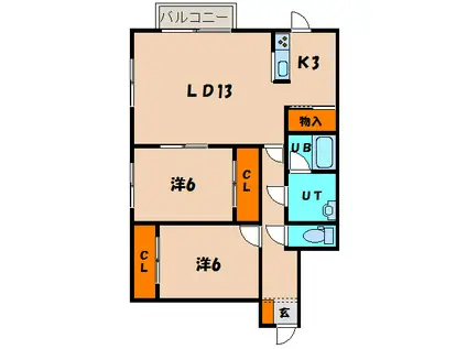 メゾンラーチ(2LDK/2階)の間取り写真