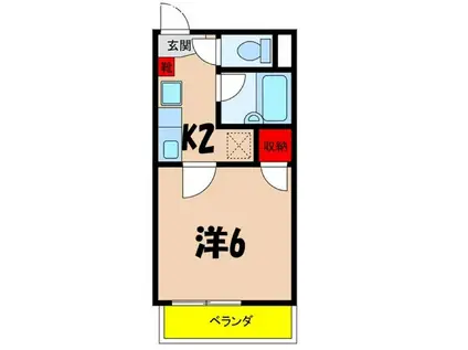 なかみちハイツ(1K/1階)の間取り写真