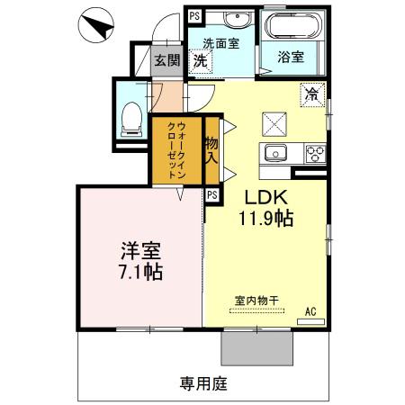 アトリオコートあかし(1LDK/1階)の間取り写真