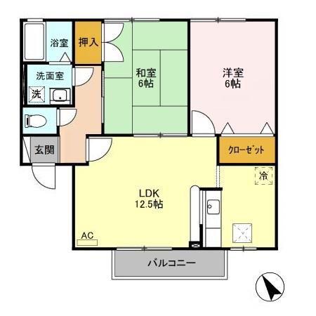 セジュールソフィアA(2LDK/1階)の間取り写真