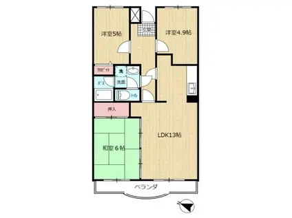 シャルム春日部(3LDK/1階)の間取り写真