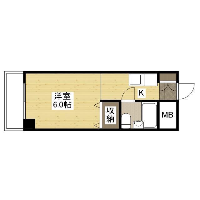 ＪＲ山陽本線 東福山駅 徒歩3分 8階建 築35年(1K/2階)の間取り写真