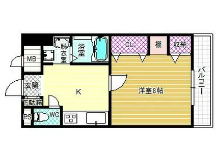 ハートフルOKA(1K/1階)の間取り写真