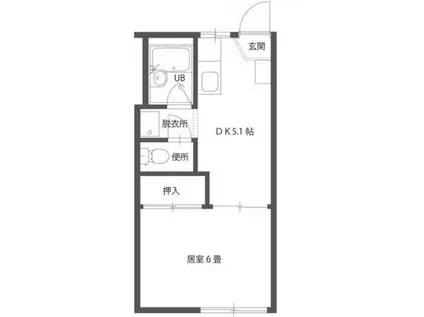 アケボノハイツI(1DK/1階)の間取り写真