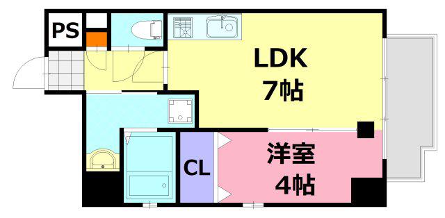 KATAYAMABLDG25(1LDK/9階)の間取り写真