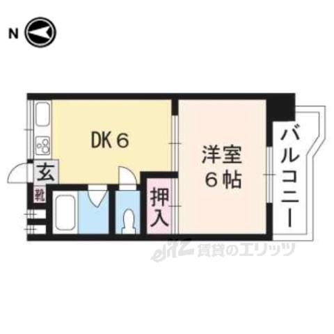 グレース桂(1DK/4階)の間取り写真