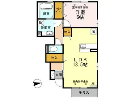 D-ROOM西荒屋(1LDK/1階)の間取り写真