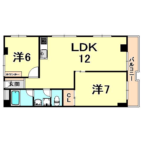 ハイツ相生(2LDK/2階)の間取り写真