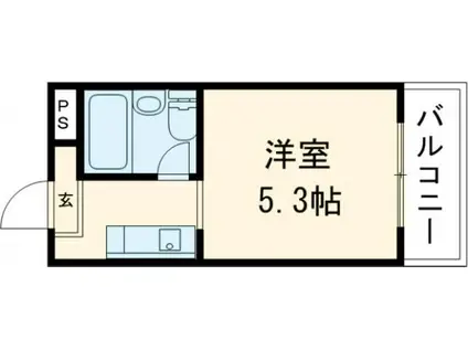 アイリスハイツ1号館(1K/2階)の間取り写真