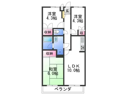 メゾン梶取(3LDK/5階)の間取り写真