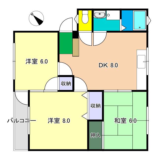 シティ次郎丸(3DK/1階)の間取り写真