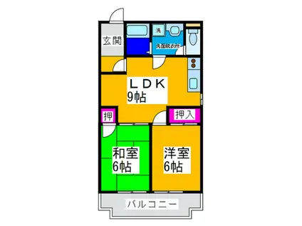 プレステージハイツ(2LDK/4階)の間取り写真