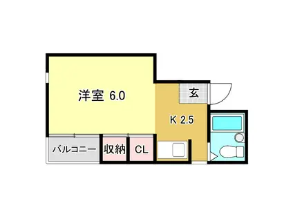 コーポカワイ(1K/3階)の間取り写真