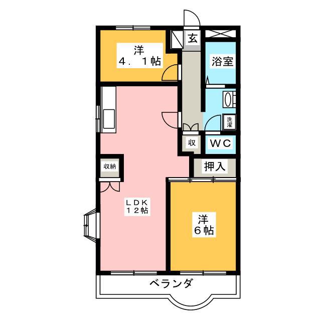 サンヴェール(2LDK/1階)の間取り写真