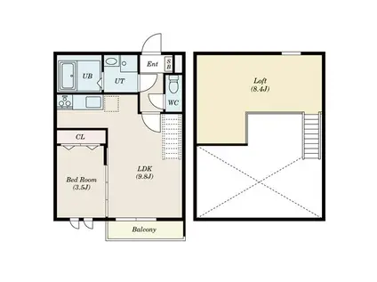 CREO中村公園伍番館(1LDK/1階)の間取り写真