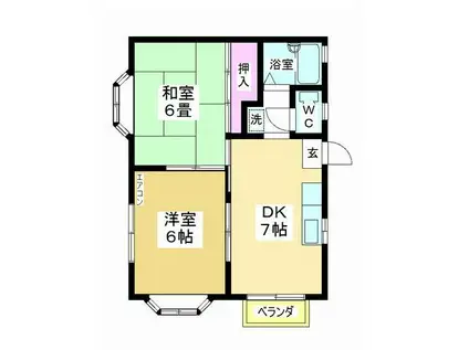 メゾン奥富(2DK/2階)の間取り写真