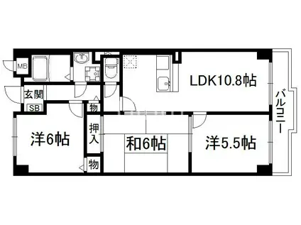 ラポート小林(3LDK/5階)の間取り写真