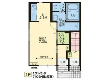 KOSMOSIII(1K/1階)の間取り写真