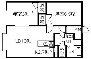 アイランドK(2LDK/1階)の間取り写真