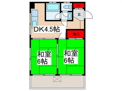 藤巻ビル(2DK/4階)の間取り写真