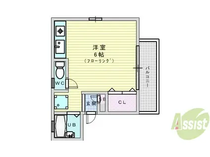 プリュムエトワール(ワンルーム/2階)の間取り写真