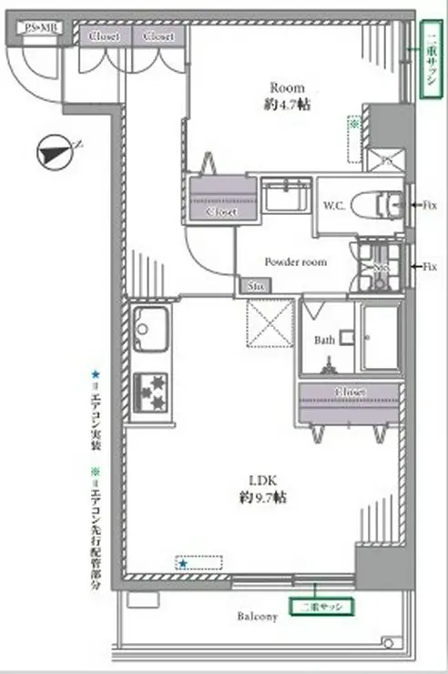 ライオンズマンション飯田橋 4階階 間取り