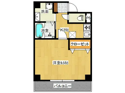 J・H的場(1K/5階)の間取り写真