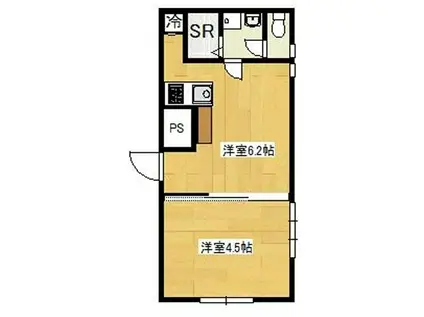 ラムールすみれ(1DK/2階)の間取り写真