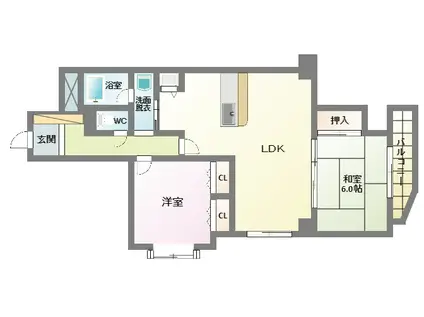 日宝ロイヤルハイツ桑津(2LDK/2階)の間取り写真