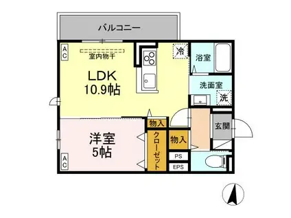 トリシア東和田 E棟(1LDK/2階)の間取り写真