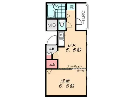 ヴィーヴル駒込(1DK/2階)の間取り写真