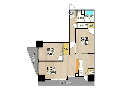 フェルザ住之江公園(2LDK/6階)の間取り写真