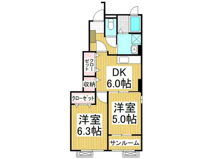 モデュロール A(2DK/1階)の間取り写真