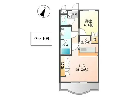 ベル・クオレ(1LDK/3階)の間取り写真