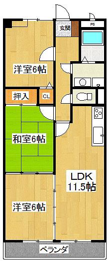 クレールメゾン(3LDK/4階)の間取り写真